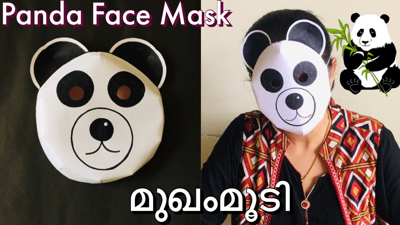 Panda Face Mask/മുഖംമൂടി/Paper crafts/School craft activity/For Kids/Tutorial(Malayalam)