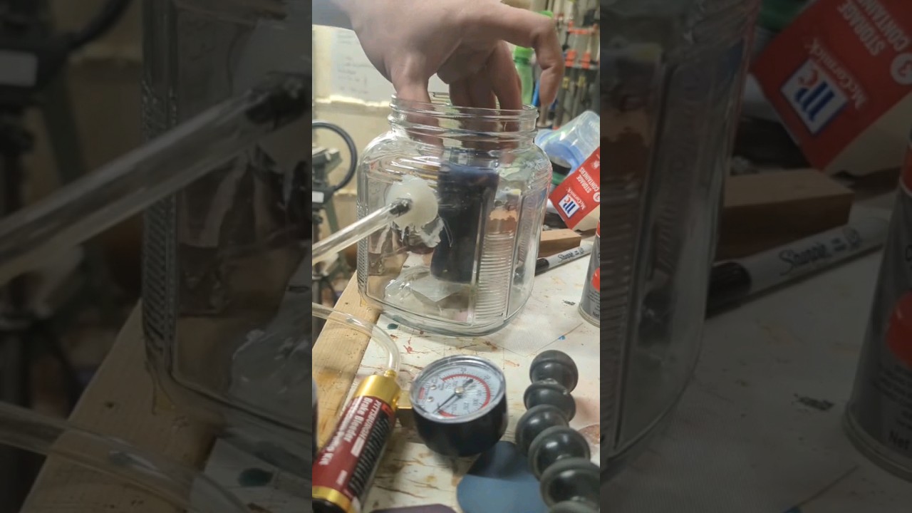 Trying out this diy vacuum chamber #vacuum #vacuumchamber #vacuumpump #diy #howto