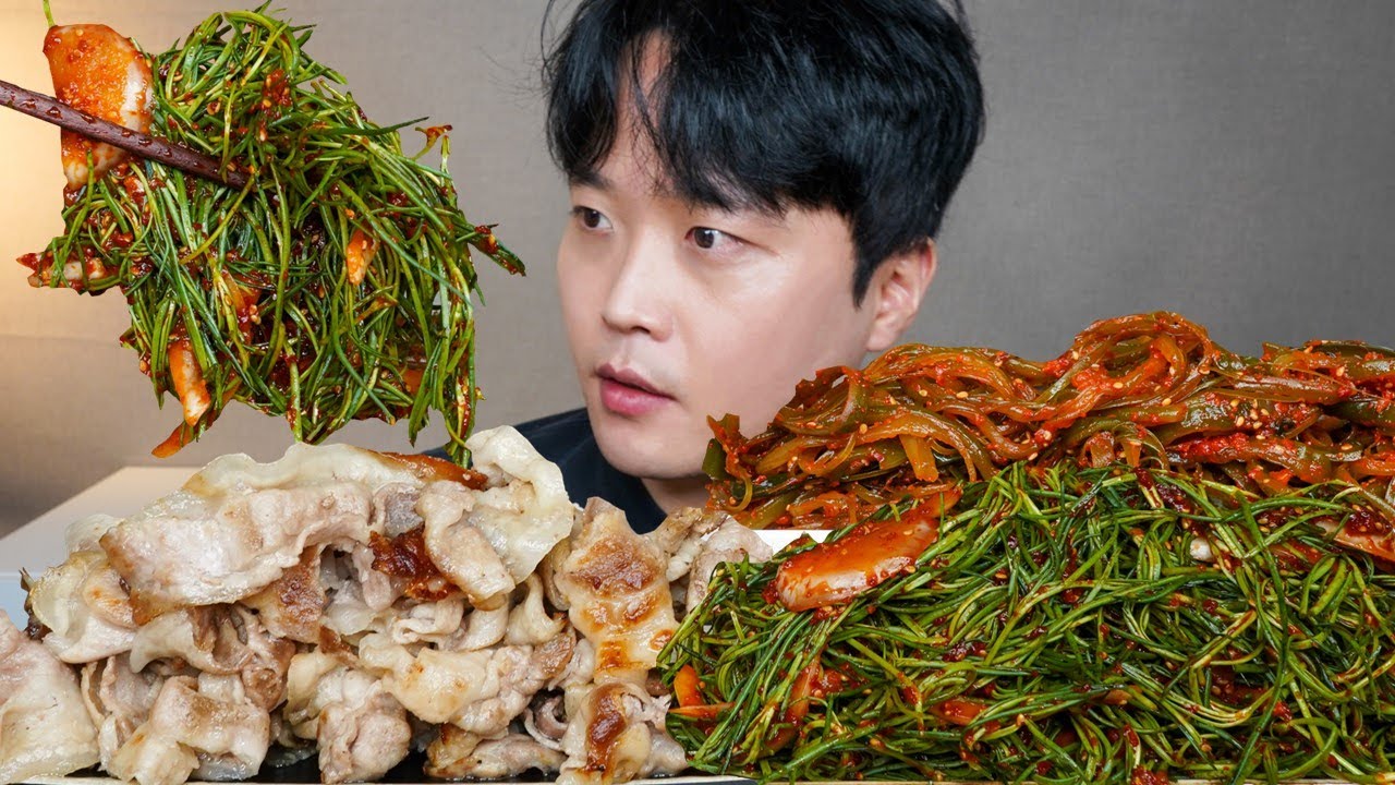 아내표 집밥🍚 대패삼겹살 세발나물무침 미역줄기김치 요리 먹방 Pork Belly & Kimchi ASMR MUKBANG REAL SOUND EATING SHOW