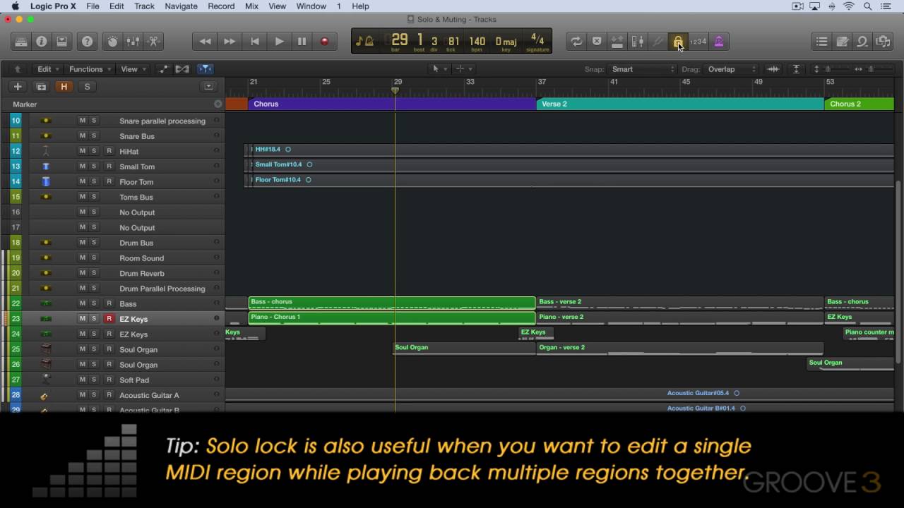 Soloing Regions (Logic Pro X Know-How: Advanced Mute & Soloing)