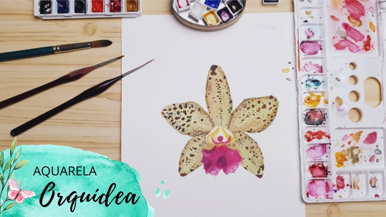 Como fazer Orqu&iacute;dea em Aquarela / How to make Watercolor Orchid