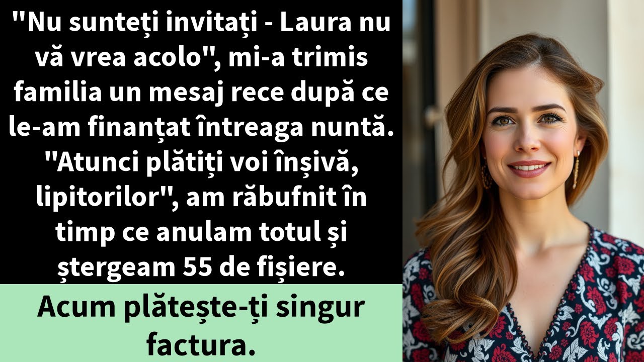 "Nu sunteți invitați - Laura nu vă vrea acolo", mi-a trimis familia un mesaj rece după ce le-am