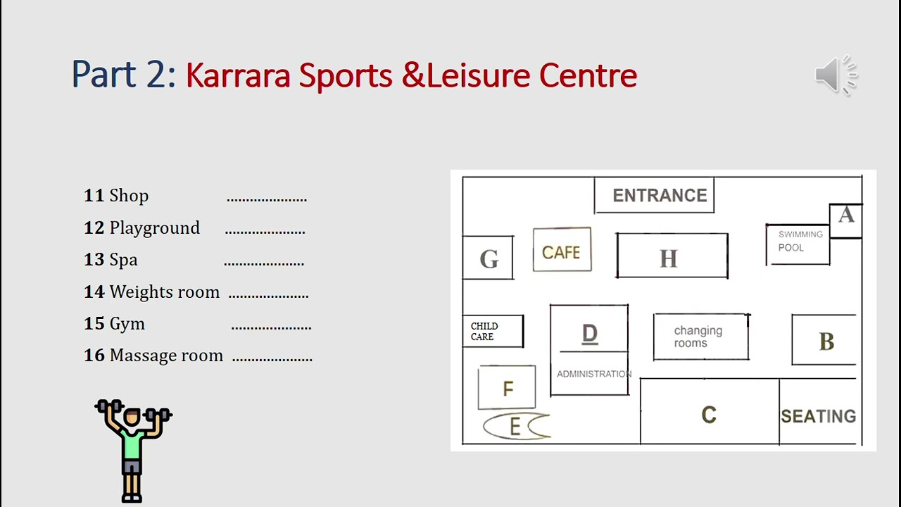 IELTS listening actual test Part 2: Karrara sports & leisure centre - computer (answer+ transcript)
