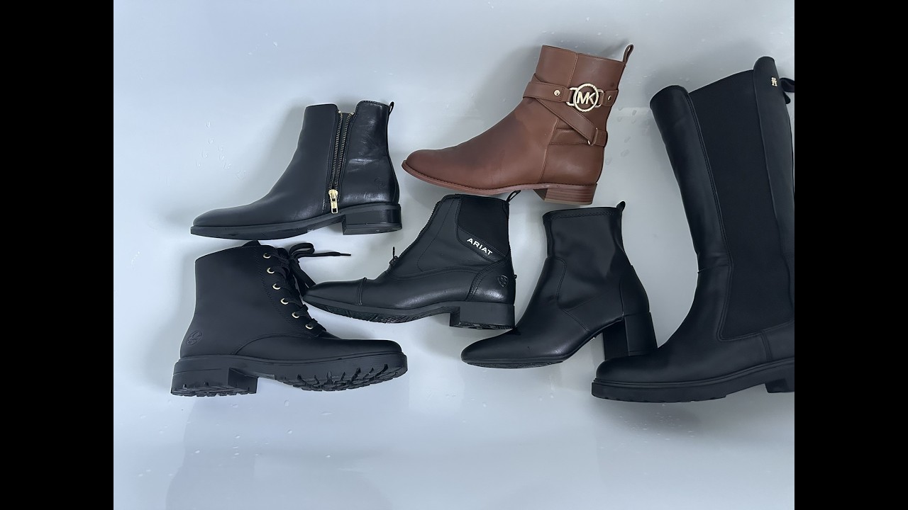 6  pair of boots getting wet