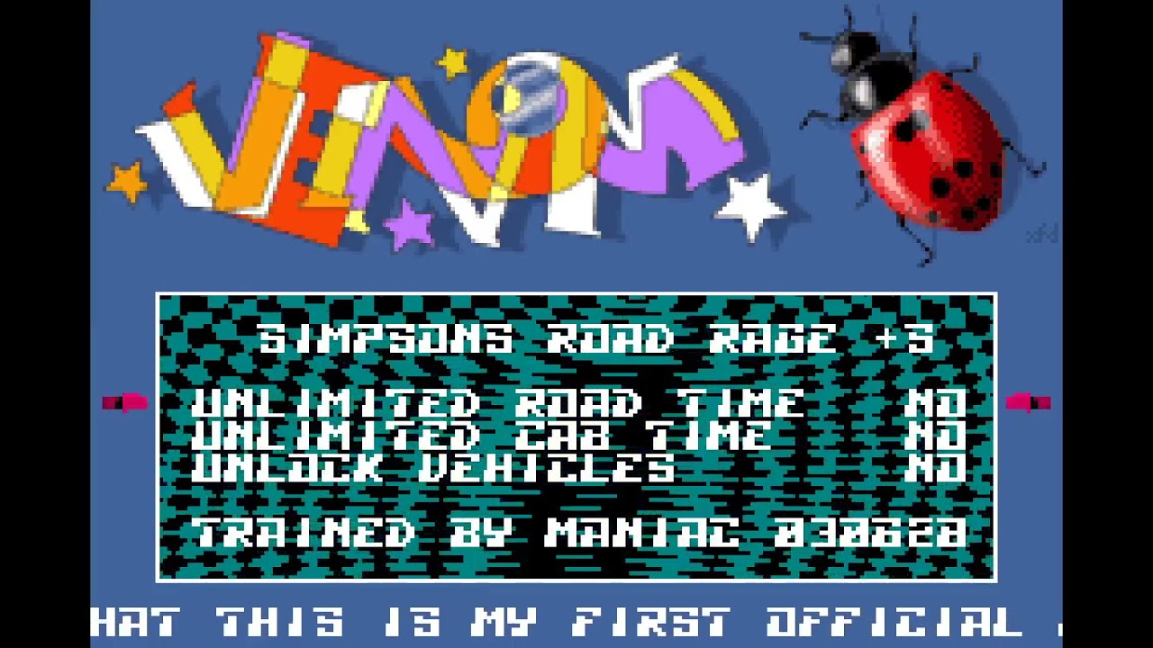 Venom - Simpsons Road Race +5 Trainer | Gameboy Advance Cracktro