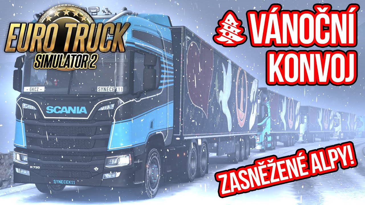 🎄 VÁNOČNÍ KONVOJ ANEB VEZEME DÁRKY V ZASNĚŽENÝCH ALPÁCH! | Euro Truck Simulator 2 Multiplayer #249 🎄