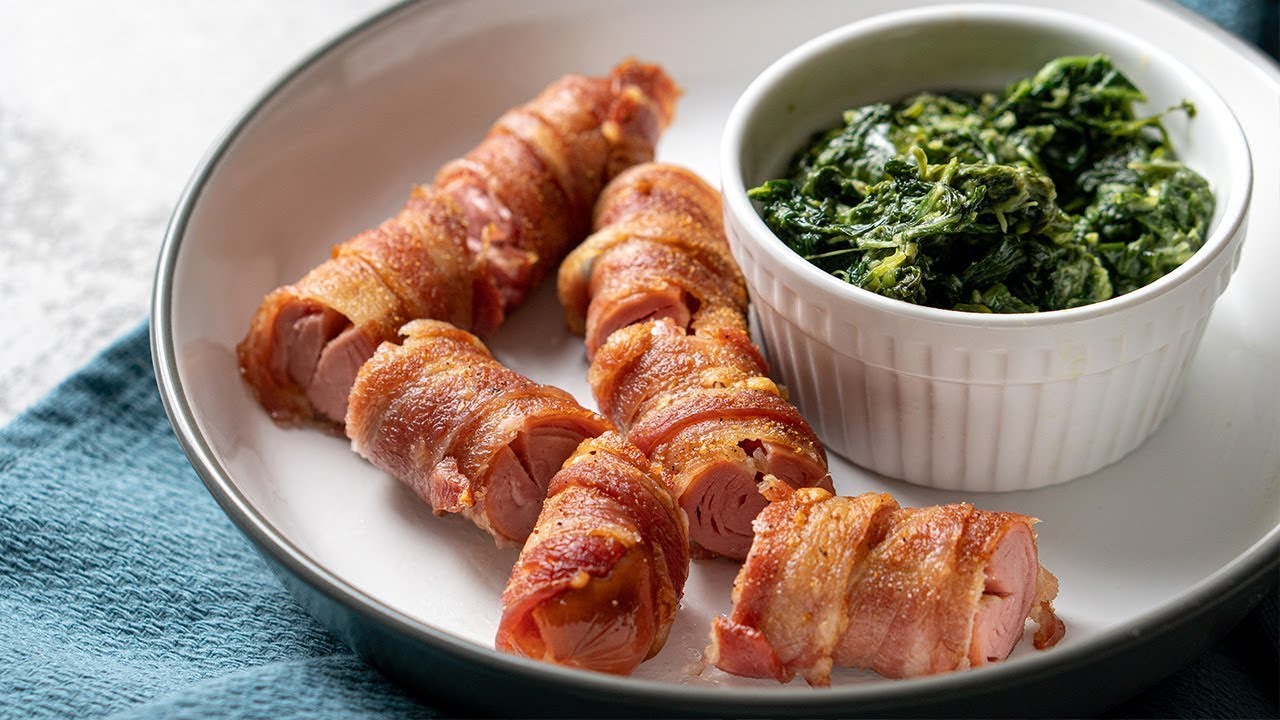 Keto Cheese Stuffed Bacon Wrapped Hot Dogs [Only 5 Ingredients]