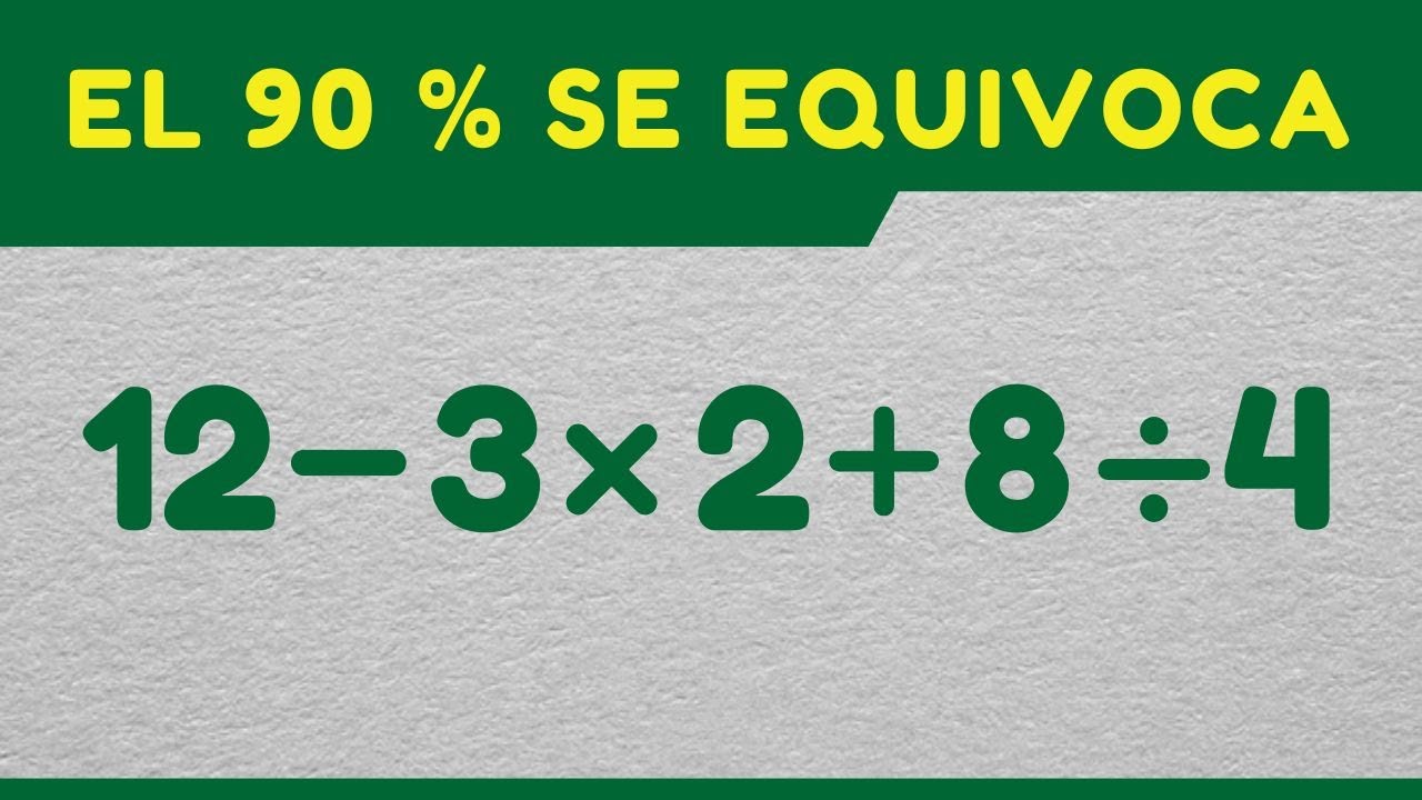 Desafio matemático: ¿Cuánto es 12 - 3 x 2 + 8 : 4?
