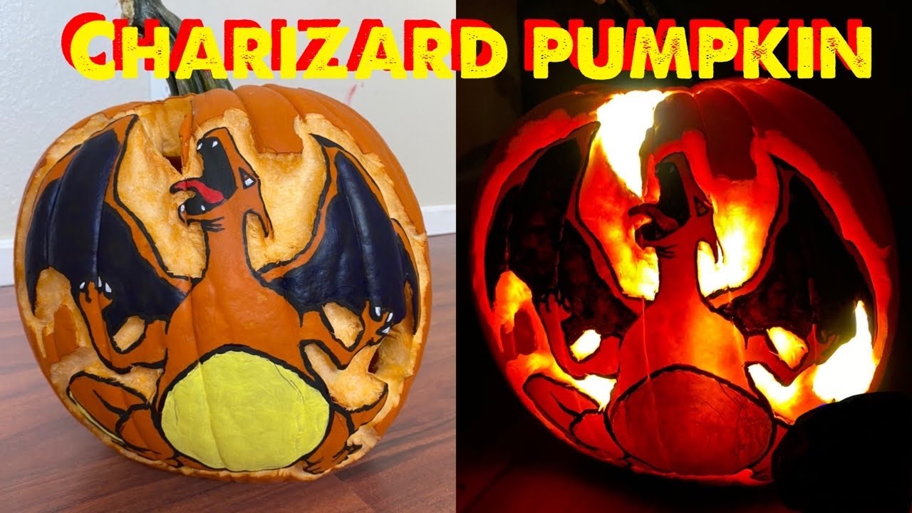 CHARIZARD PUMPKIN CARVE (satisfying) time lapse #charizard #pokemon #pumpkin  #carving #halloween