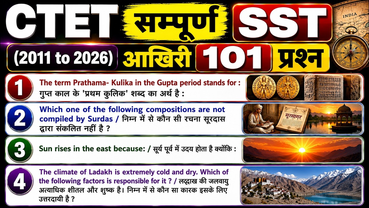 CTET SST (2011 to 2026) Final 101 Questions🔥 History, Geography, Polity All Covered | ctet sst pa...