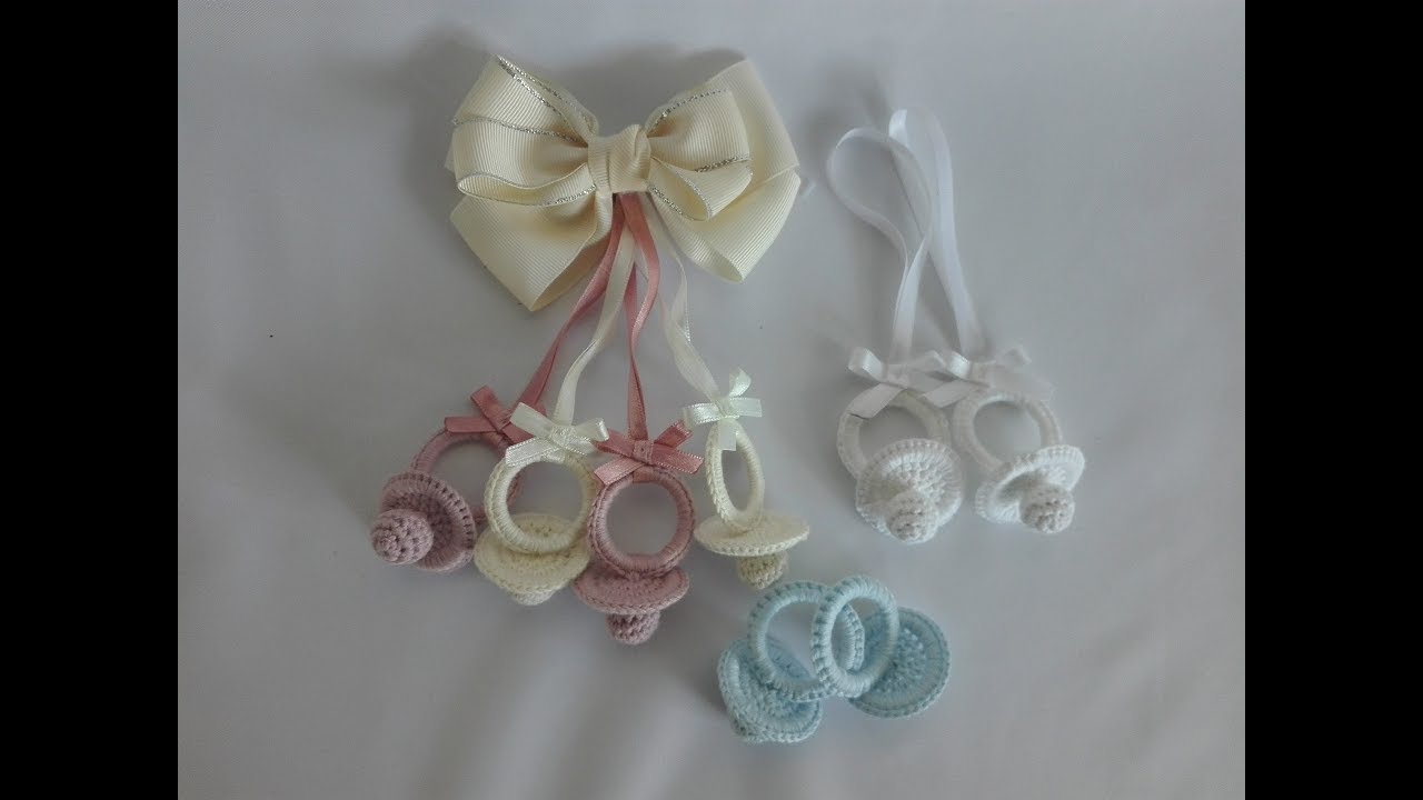 Como tejer chupete en crochet o ganchillo para baby shower o bautizo ...