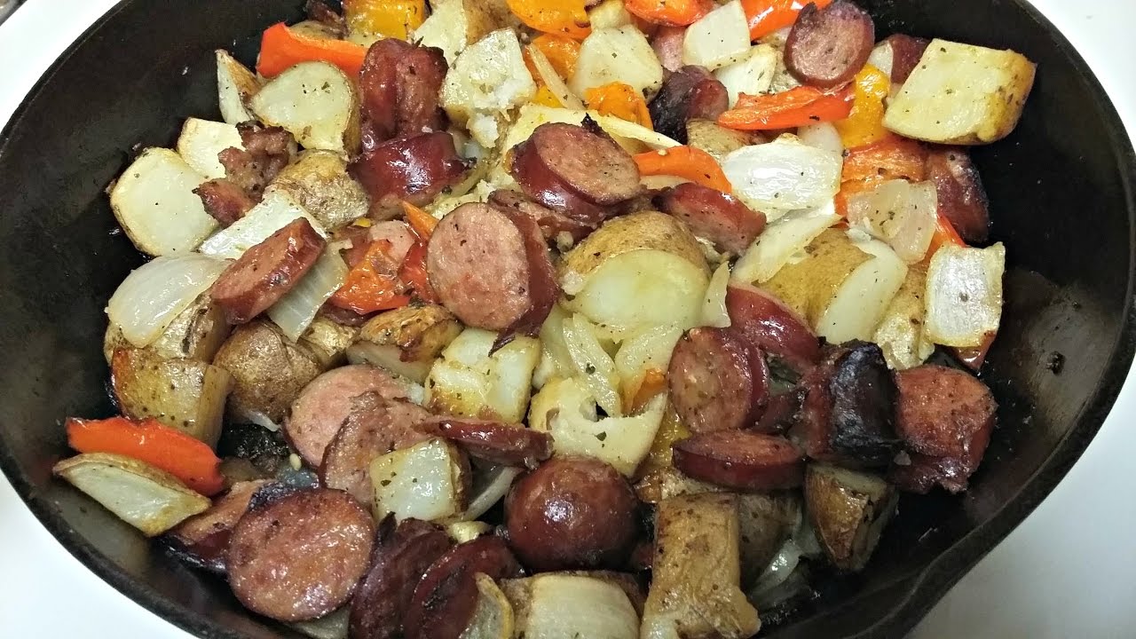 Cast Iron Fried Potatoes And Onions Kielbasa Recipe