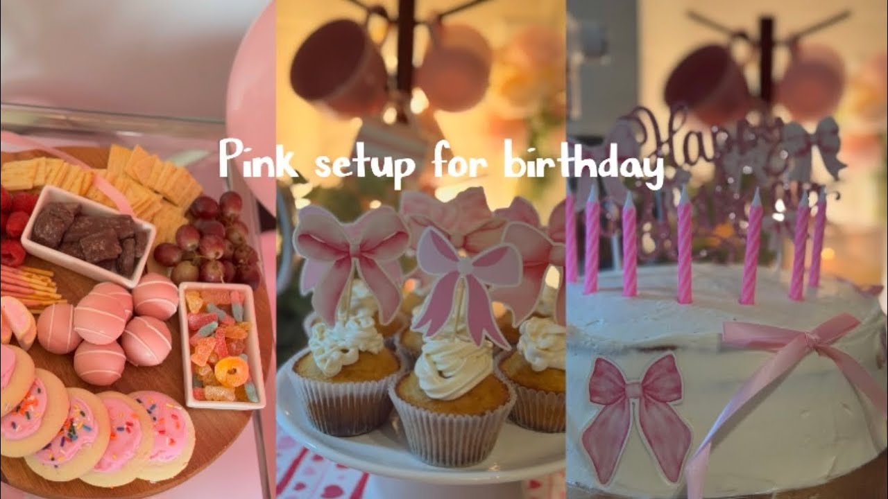 Beautiful day| birthday preparations 🎁🎈| pink girl 🎀| cooking|baking cake 🎂 