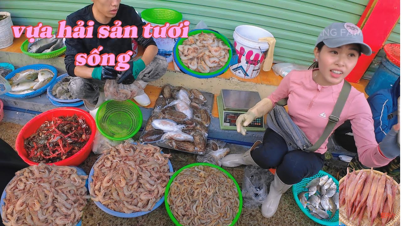 quá nhiều hải sản tươi sống  -thăm quan chợ cái dăm vựa hải sản tươi của thành phố hạ long