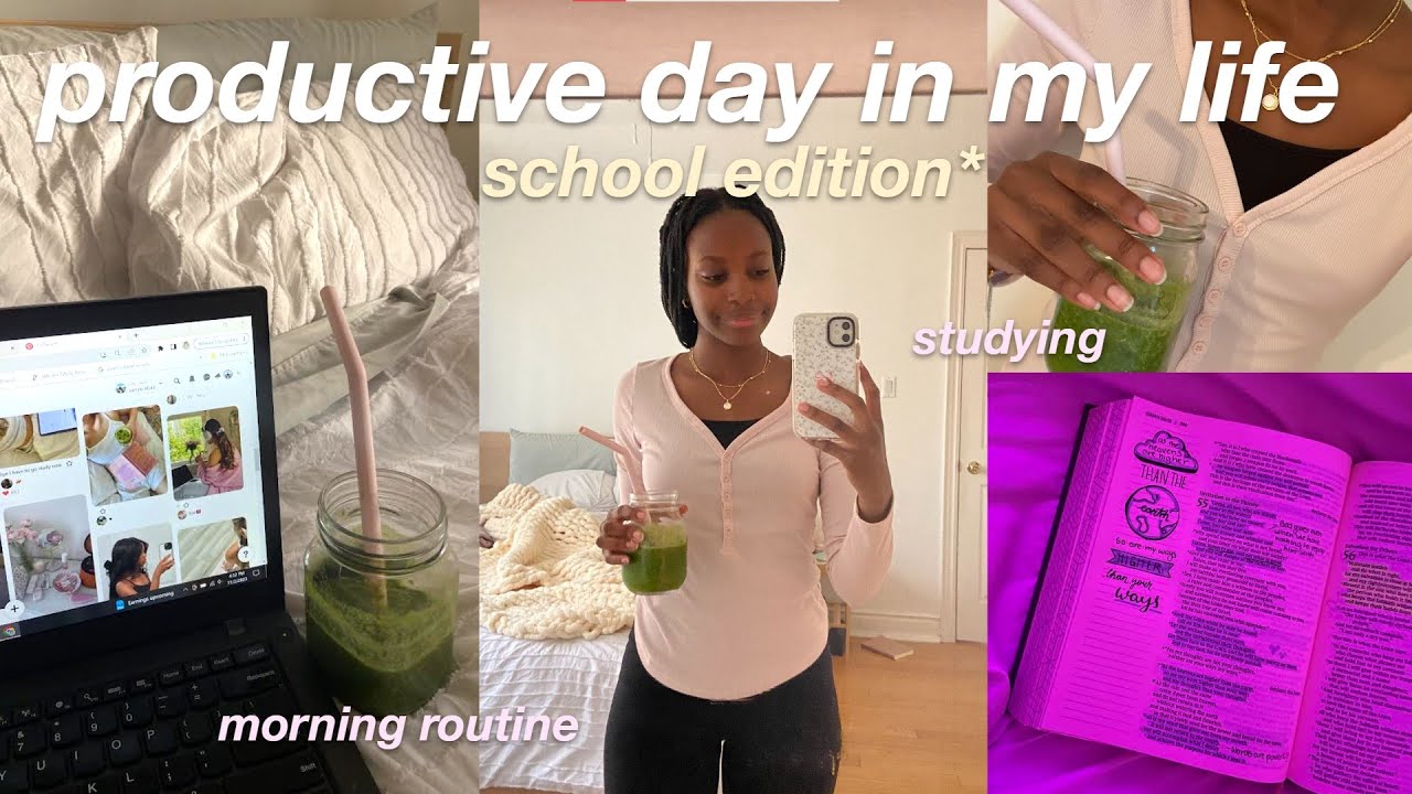 6 AM PRODUCTIVE *realistic* SCHOOL DAY IN MY LIFE | morning routine, smoothie, studying, outfit🎀🎒