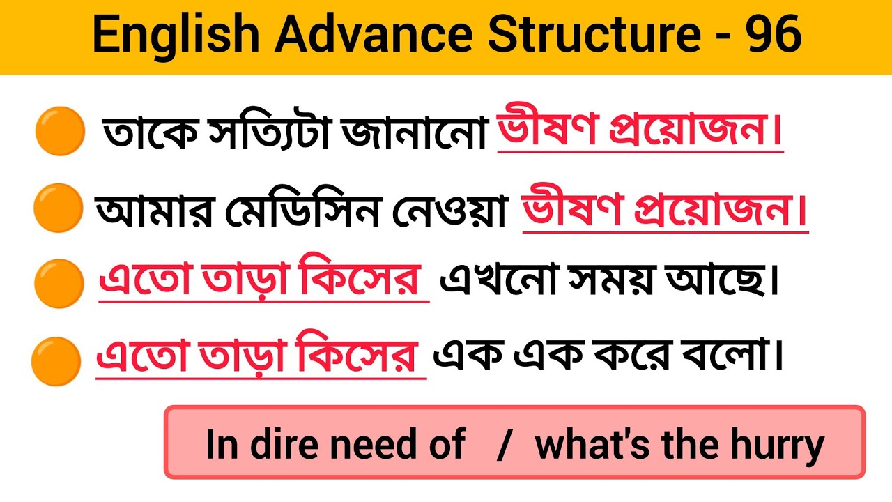 English Structure Class - 96 || Daily Use Advance English Structures || @LearningTubee
