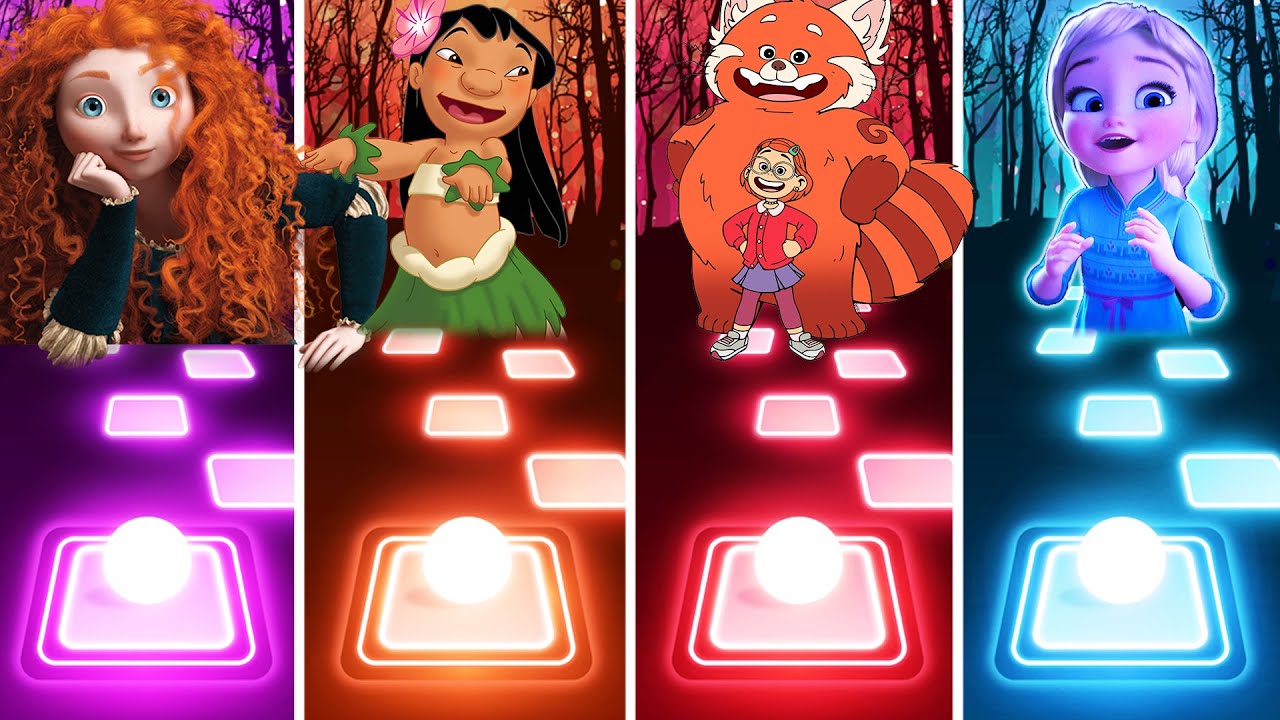 Brave Merida Vs Lilo Vs Turning Red Meilin Vs Baby Elsa - Tiles Hop!