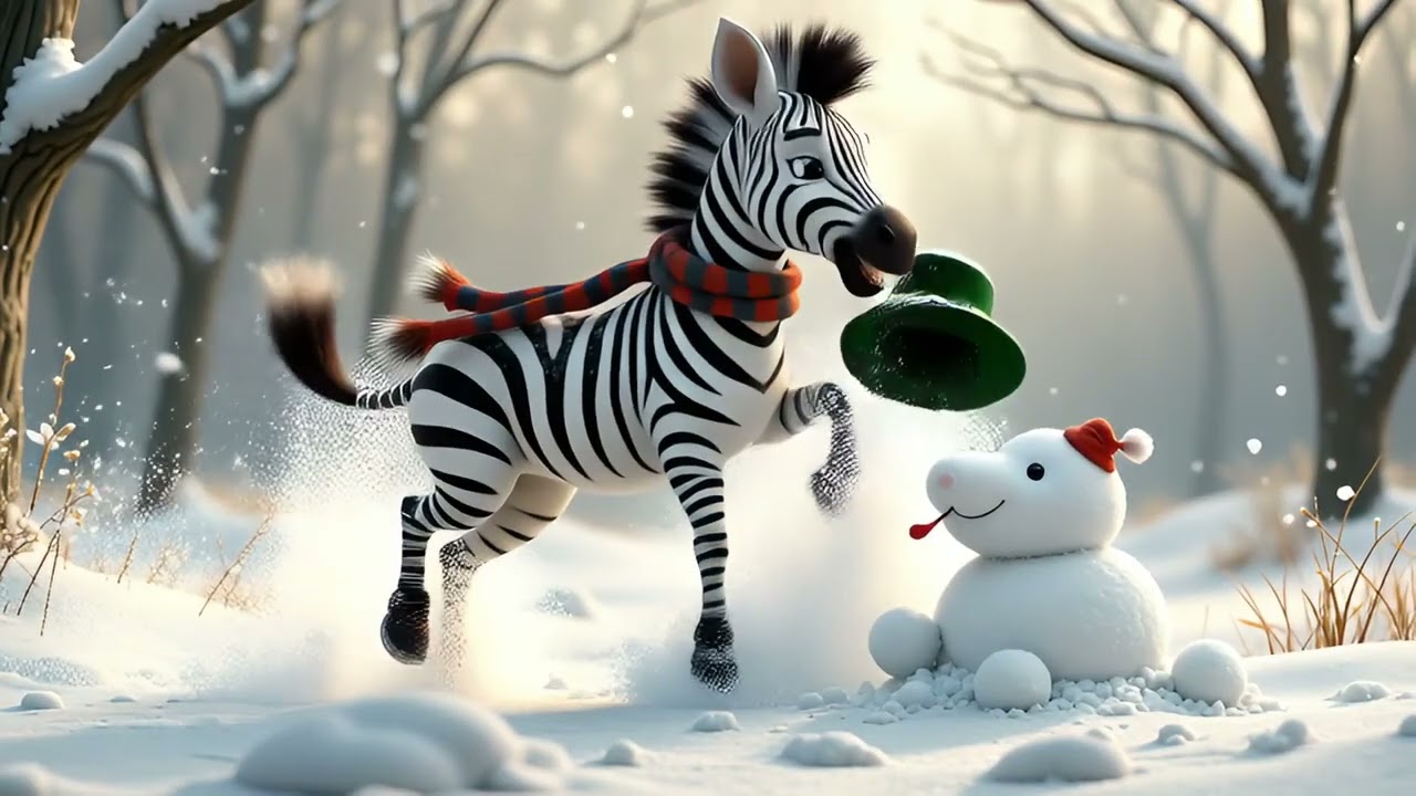 🦓❄️Slips on His Tail, Right into the Snow! | A Funny Zebra Song 🦓❄️