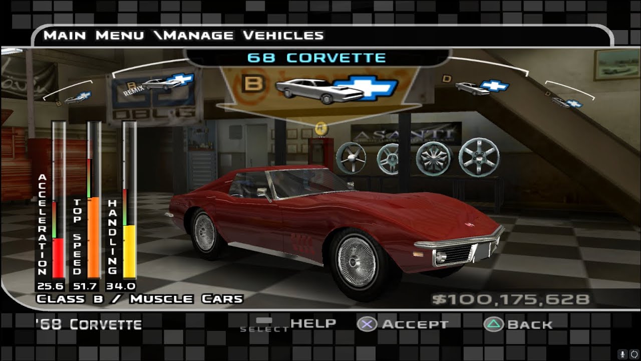 Midnight Club 3 Chevrolet Corvette 1968  Customization
