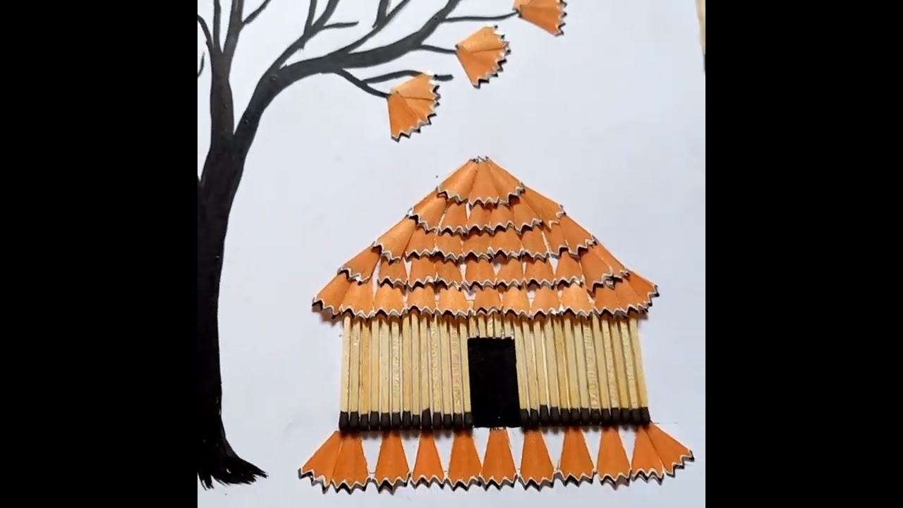 Pencil shaving craft/matchstick craft #shorts #artandcraft