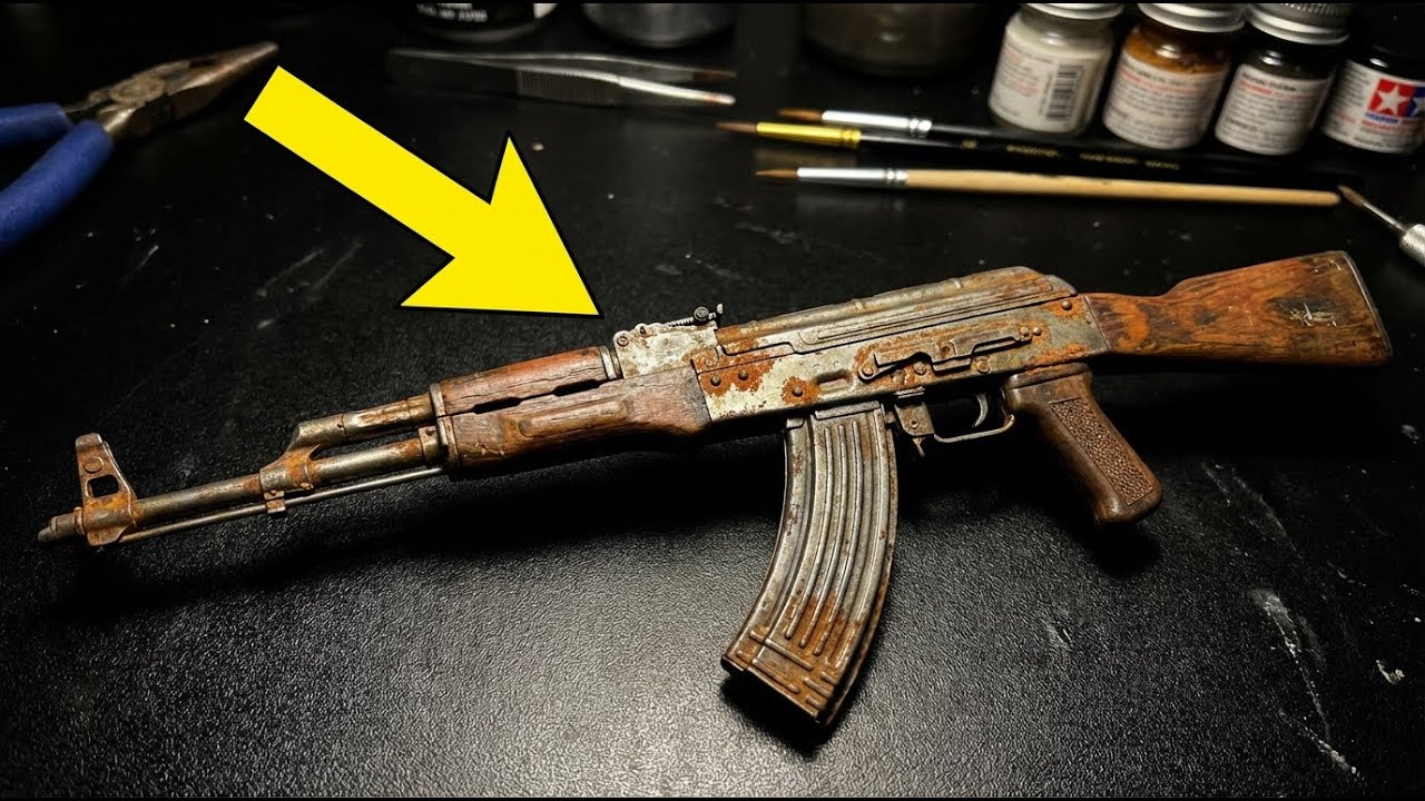 POV ASMR Restoration – Rusted AK-47 Rifle Model Revived with Weathered Wood
