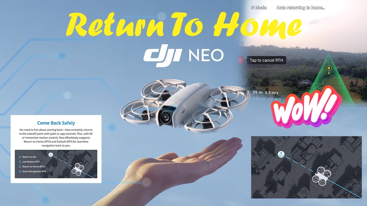 DJI Neo drone return to home test