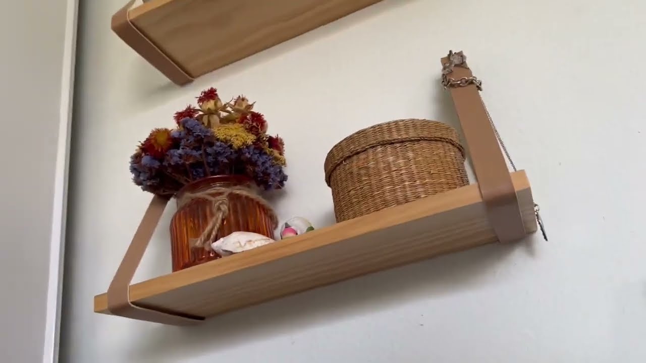 Mkono Hanging Shelf Wall Wood Floating Storage Shelves Leather Strap Review