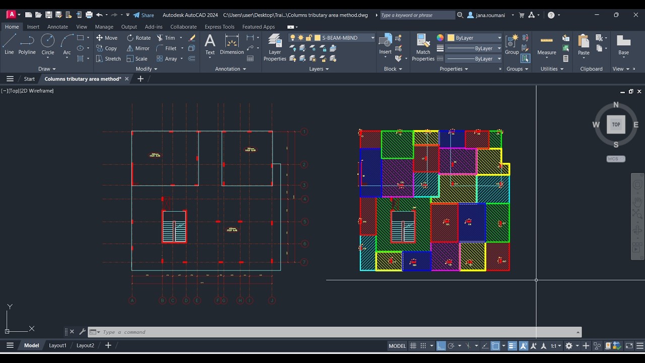 Columns Tributary Area/Influence Area calculation - PART 1 | AutoCAD and Excel