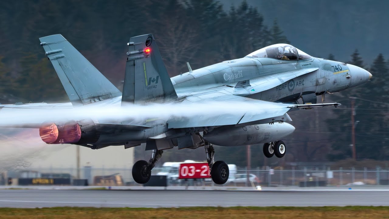 RCAF CF-18A Hornet Landings and Takeoffs at Victoria Airport (CYYJ)