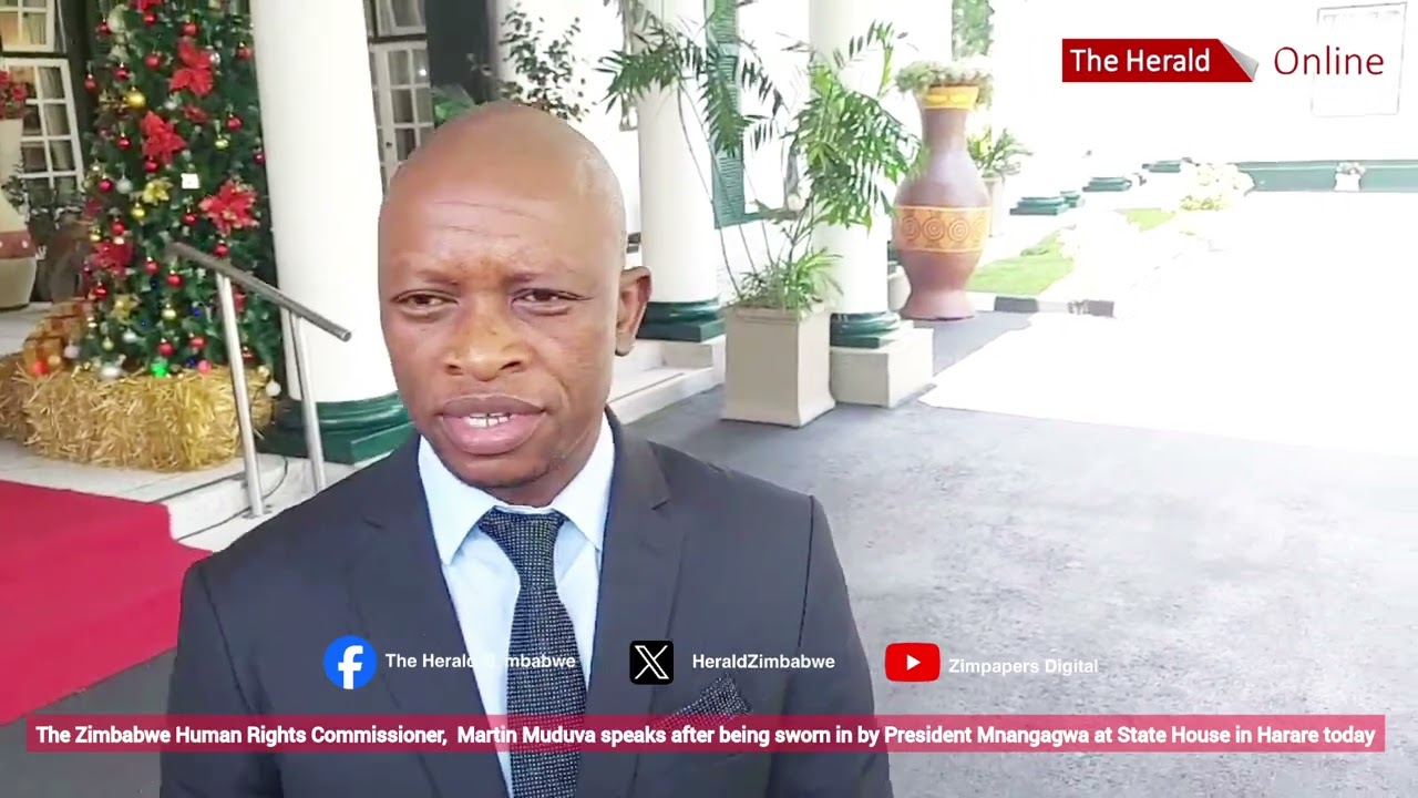 ZHRC Commissioner Martin Muduva, speaks after being sworn in by President Mnangagwa at State House
