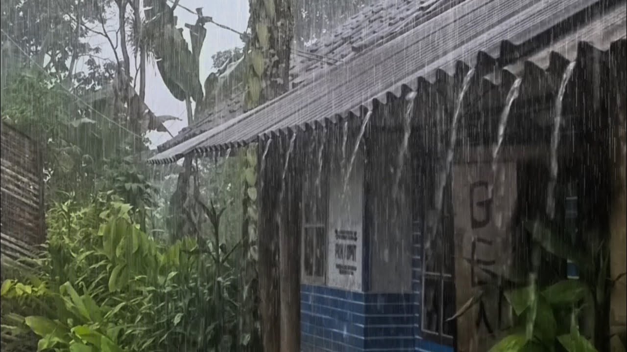 The Sound of Heavy Rain Fall Asleep Quickly &Relieve All Stress