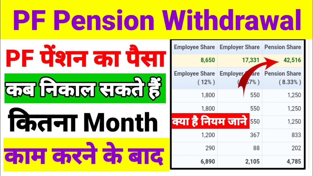 PF Pension withdrawal पेंशन का पैसा कब निकाल सकते हैं। कितना month काम करने के बाद?#epfo #pension
