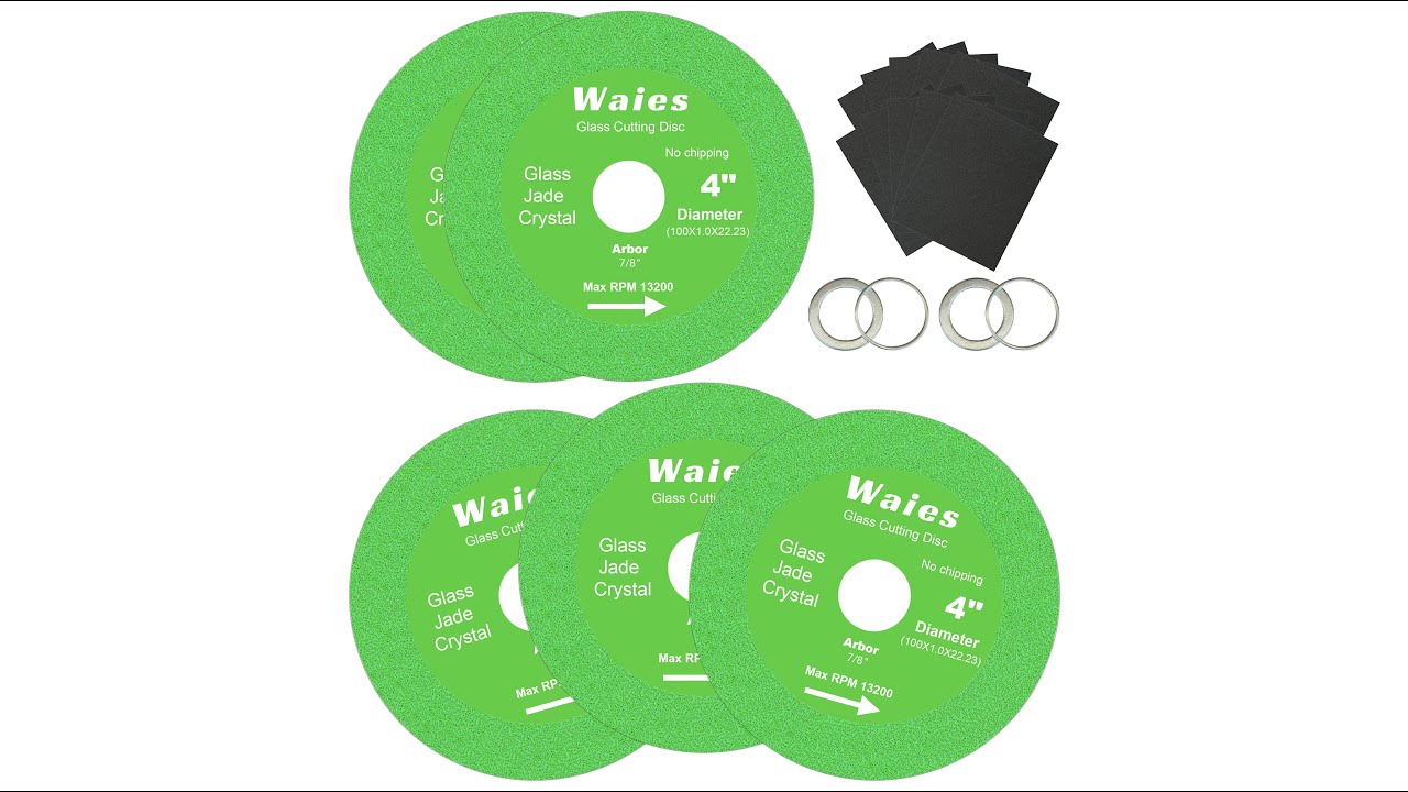 Waies 4 Inch Diamond Glass Cutting Disc for Grinding of Glass Tile Porcelain Jade Crystal