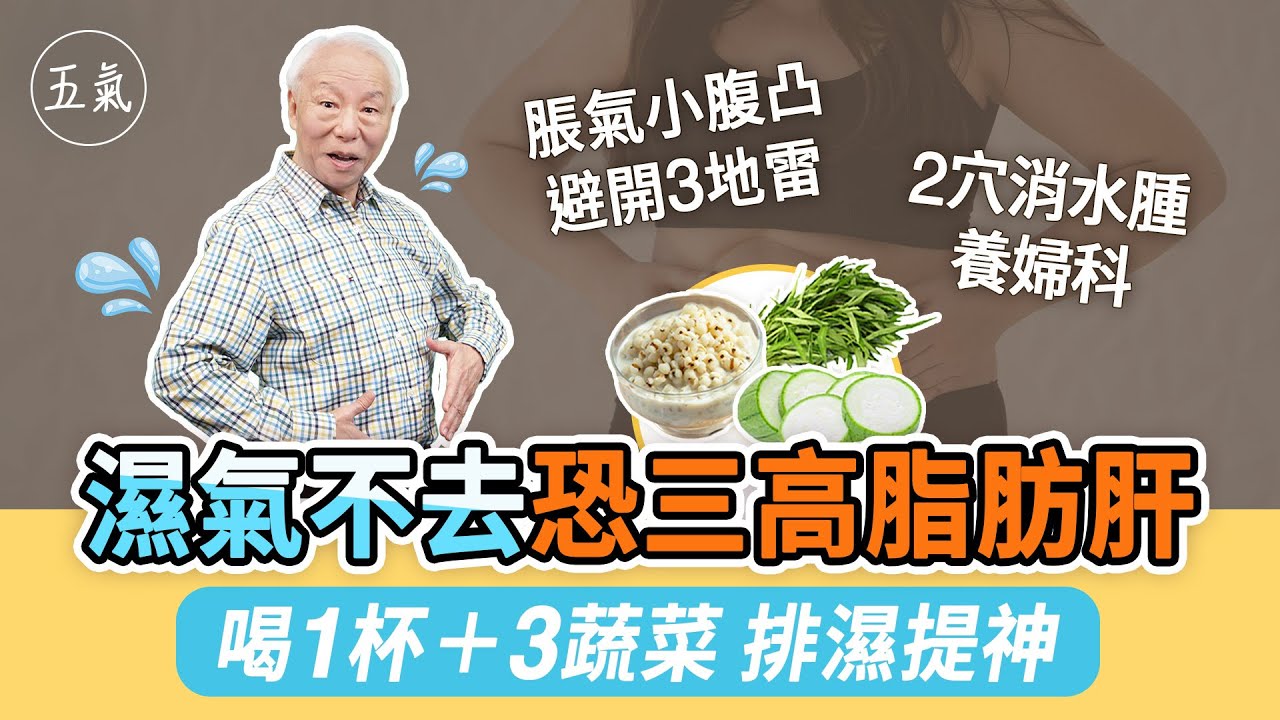 濕氣除，百病無！肚子脹小腹凸？避開3地雷。吃什麼快速排濕氣？3蔬菜＋喝1杯它。按2穴，消水腫保養婦科。記住！濕生痰更嚴重，恐引發三高！調理1臟腑，徹底擊退濕氣｜胡乃文開講Dr.HU_253