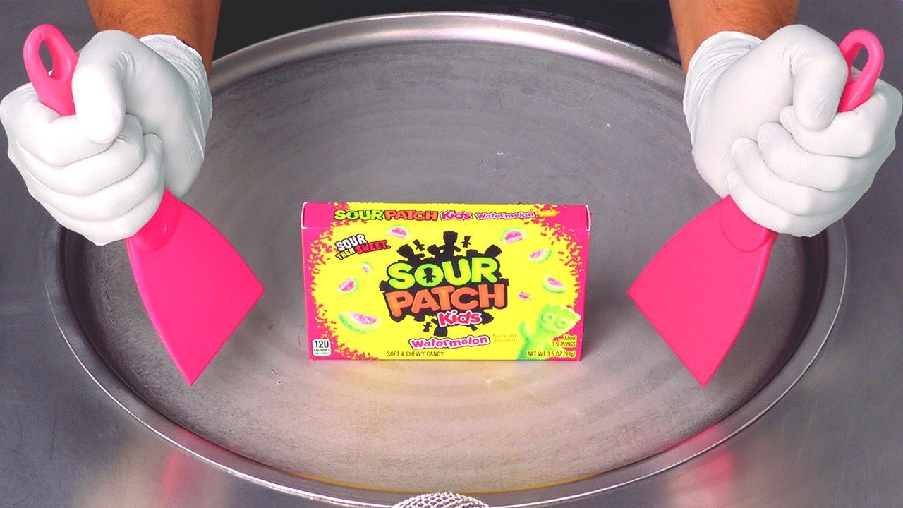 How To Turn SOUR PATCH Kids Into Watermelon Ice Cream Rolls | ASMR