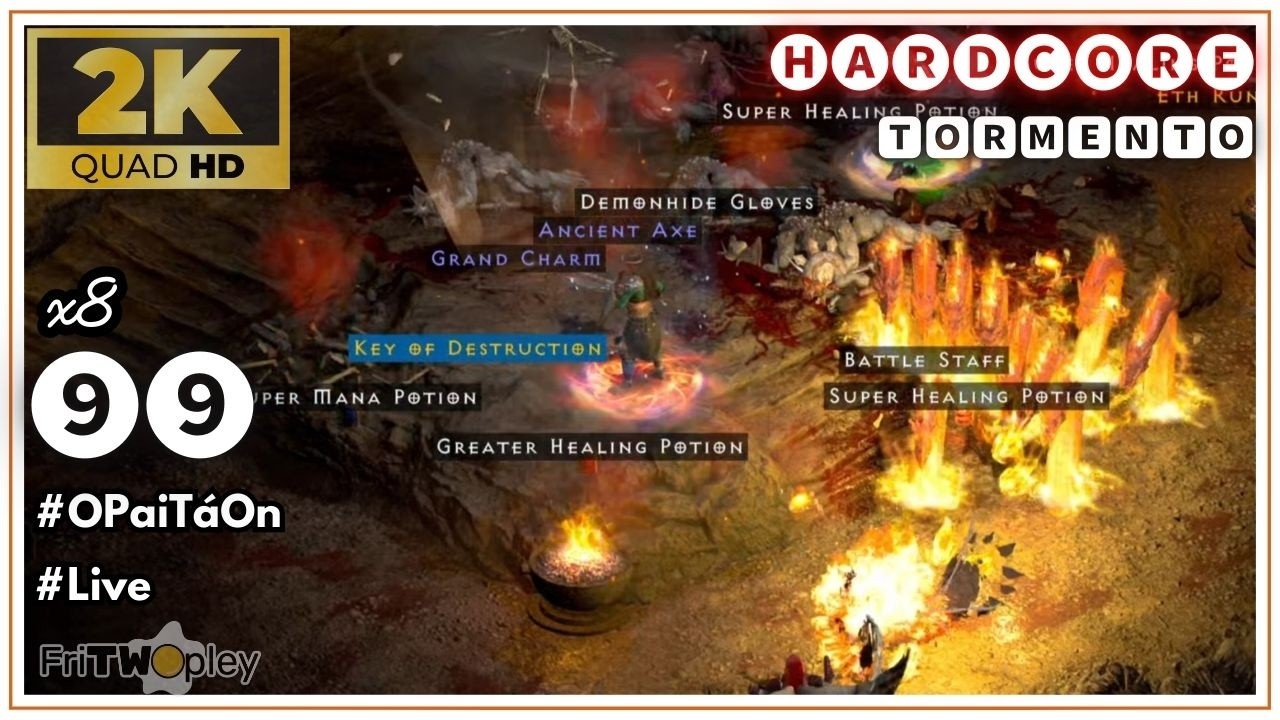 🔴 LIVE: HARDCORE HELL 99 SORCERESS | Full Fire (Uber Tristam Farm Keys): Diablo 2 Resurrected