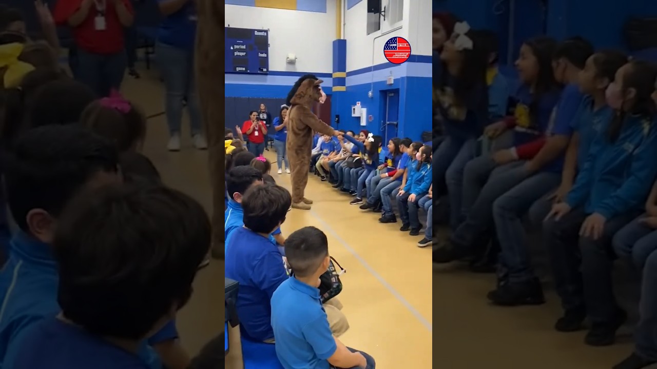 Military dad disguised as school mascot reunites with daughter 🇺🇸 #shorts