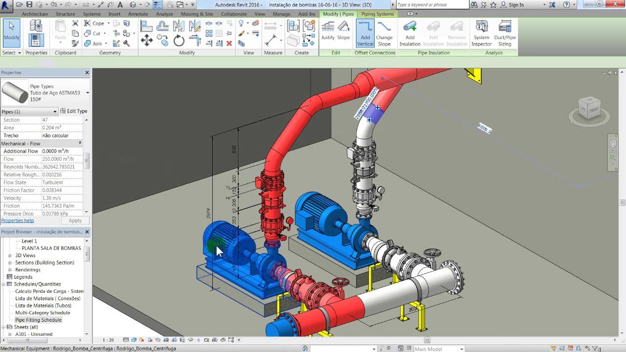 Aula Revit MEP | Instalação de Bombas| Cálculo de Perda de Carga| PARTE13