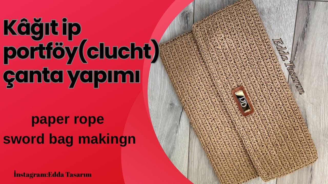 Sadece sıkiğne ile kâğıt ip ile portföy(clucht) çanta yapıyoruz..#diy#bag#elişi#çamtayapımı#handmade