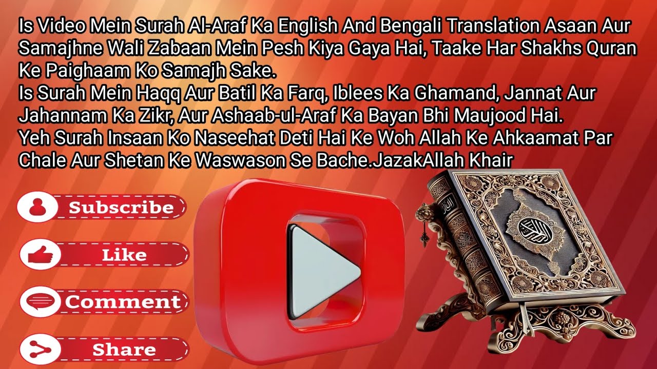 Surah Al-Araf | English & Bengali Translation| Quran Translation with Meaning