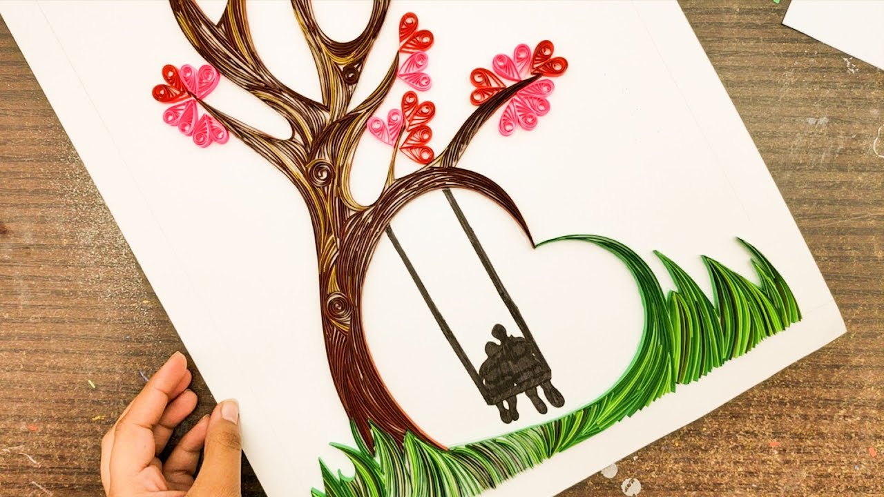 ideas for home decoration | Quilling wall art | home decor | quilling designs | valentine's special