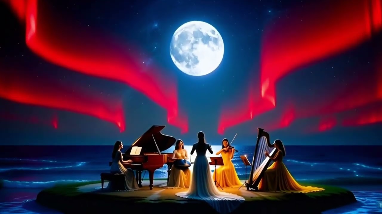 Angelic Cosmic Symphony Under Aurora Skies | Piano | Handpan | Violin | Harp |