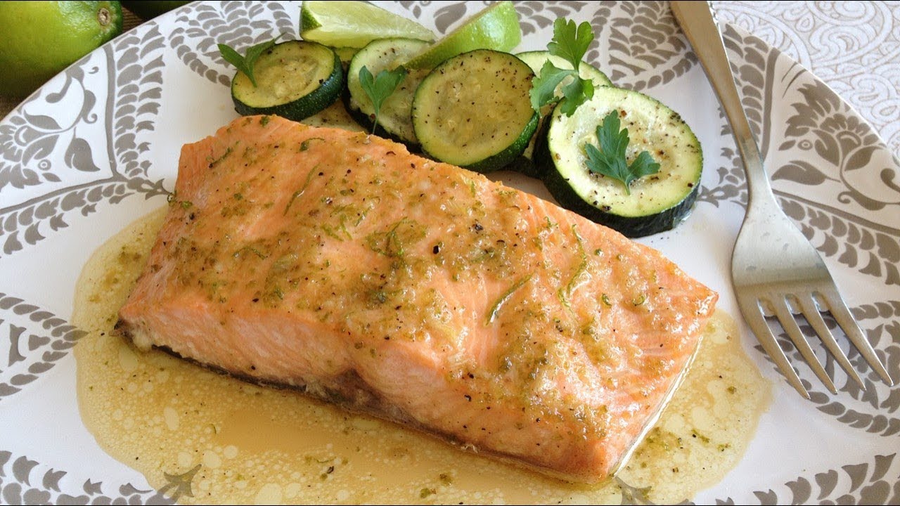 Salm&oacute;n al Horno con Salsa de Lima, Miel y Mantequilla