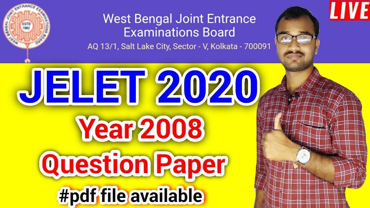 Jelet 2020🔥Previous year(2008) question paper