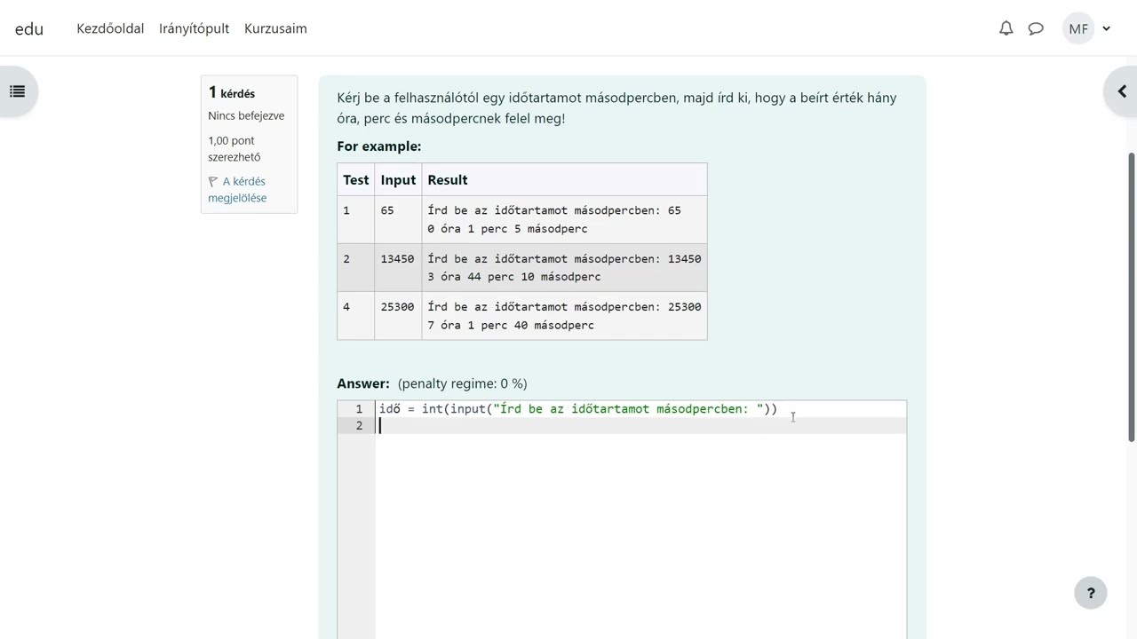 Ágazati informatika alapvizsga - Python programozás alapok gyakorlati feladat