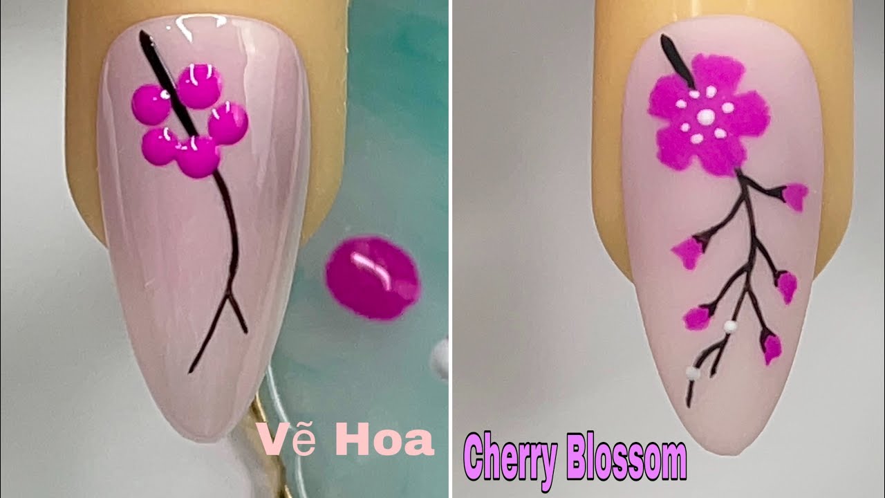 Easy Cherry Blossom Nails Art For Beginner 💖Vẽ Hoa Xuân Hè 💅New Nails Design 💝 New Nails