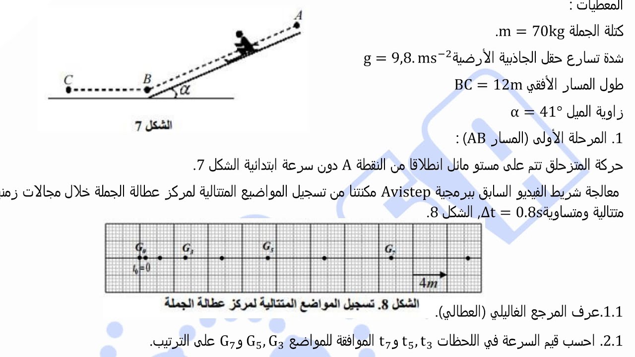 تمرين بكالوريا 2019 (ع ت)لكل الشعب حول#الميكانيك(#مستوى_مائل+أفقي(مبدأ انحفاظ الطاقة) #بكالوريا2023