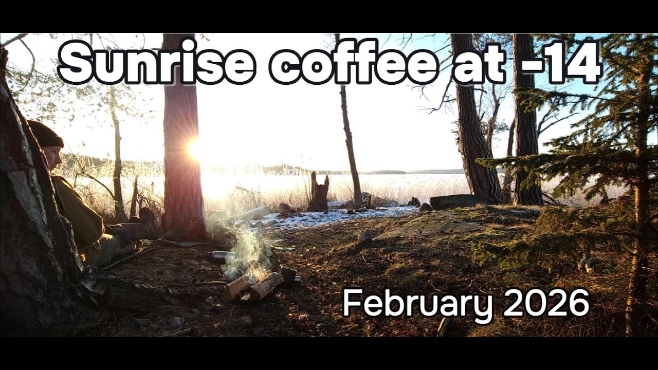Cold, crisp and clear Swedish sunrise. Open fire with Helikon Tex gear. (ASMR / No Talking)
