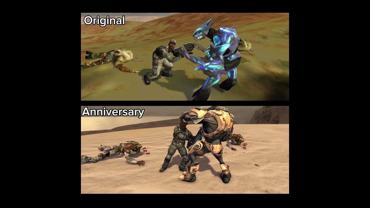 Halo CE Legendary Sgt. Johnson Cutscene Comparison “The Maw” 