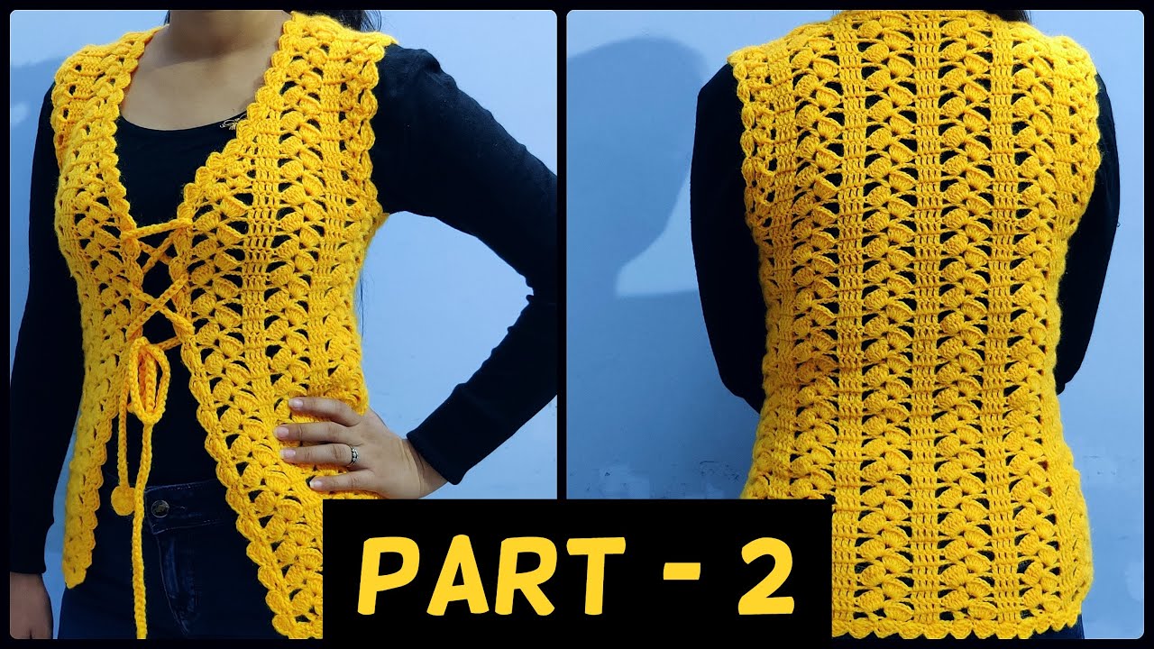 How to Crochet a Jacket / Shrug without side Seam - (all sizes) Part - 2 || क्रोशिए की जैकेट